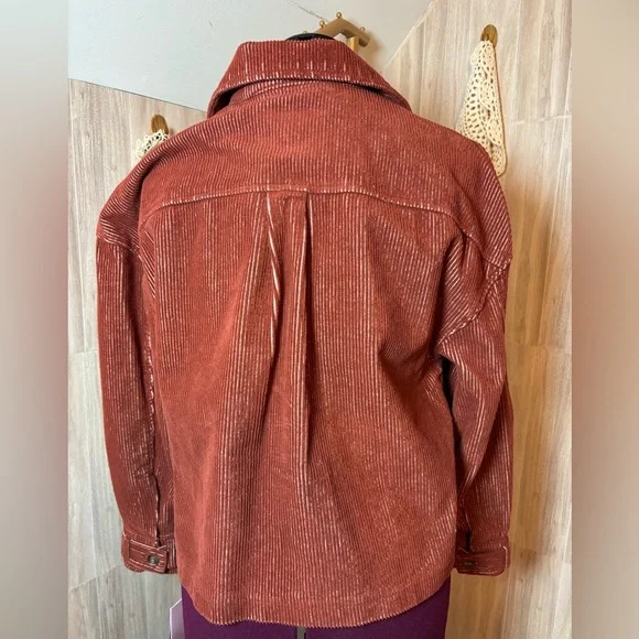 Avec Les Filles Terracotta Burnt Orange Corduroy Utility Jacket Shacket NWT - Picture 2 of 12
